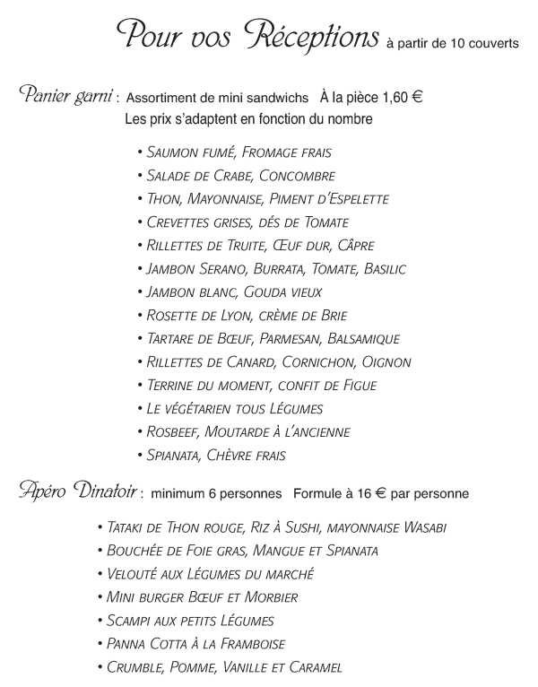 Réceptions La Boutique Gourmande Huy - Traiteur minute - Plat à emporter